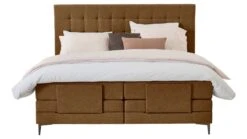 Boxspring Jade Verstelbaar Met Gestoffeerd Matras -Beddengoed Winkel Boxspring Jade verstelbaar met gestoffeerd matras cognac 7