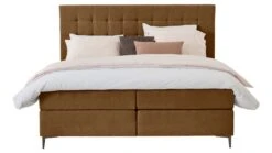 Boxspring Jade Vlak Met Gestoffeerd Matras -Beddengoed Winkel Boxspring Jade vlak met gestoffeerd matras cognac 5