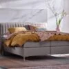 Boxspring Ruby Vlak Met Gestoffeerd Matras -Beddengoed Winkel Boxspring Ruby vlak met gestoffeerd matras taupe