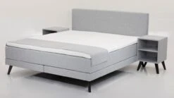 Nieuwe uitgaven -Beddengoed Winkel Boxspring Viggo Promo vlak met gestoffeerd matras oakland grijs 1
