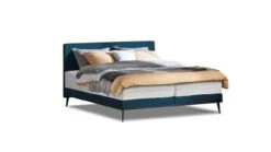 Boxspring Viggo Vlak Met Silver Pocket Deluxe Foam Matras -Beddengoed Winkel Boxspring Viggo vlak met Silver Pocket Deluxe Foam matras oakland blauw 3