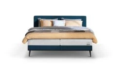 Boxspring Viggo Vlak Met Silver Pocket Deluxe Foam Matras -Beddengoed Winkel Boxspring Viggo vlak met Silver Pocket Deluxe Foam matras oakland blauw 4