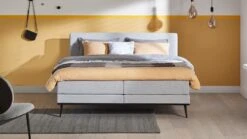Boxspring Viggo Vlak Met Gestoffeerd Matras -Beddengoed Winkel Boxspring Viggo vlak met gestoffeerd matras oakland grijs 2