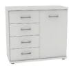 Commode Bienne Met 4 Laden En 1 Deur 1 Commode Bienne Met 4 Laden En 1 Deur -Beddengoed Winkel Commode Bienne met 4 laden en 1 deur alpine wit