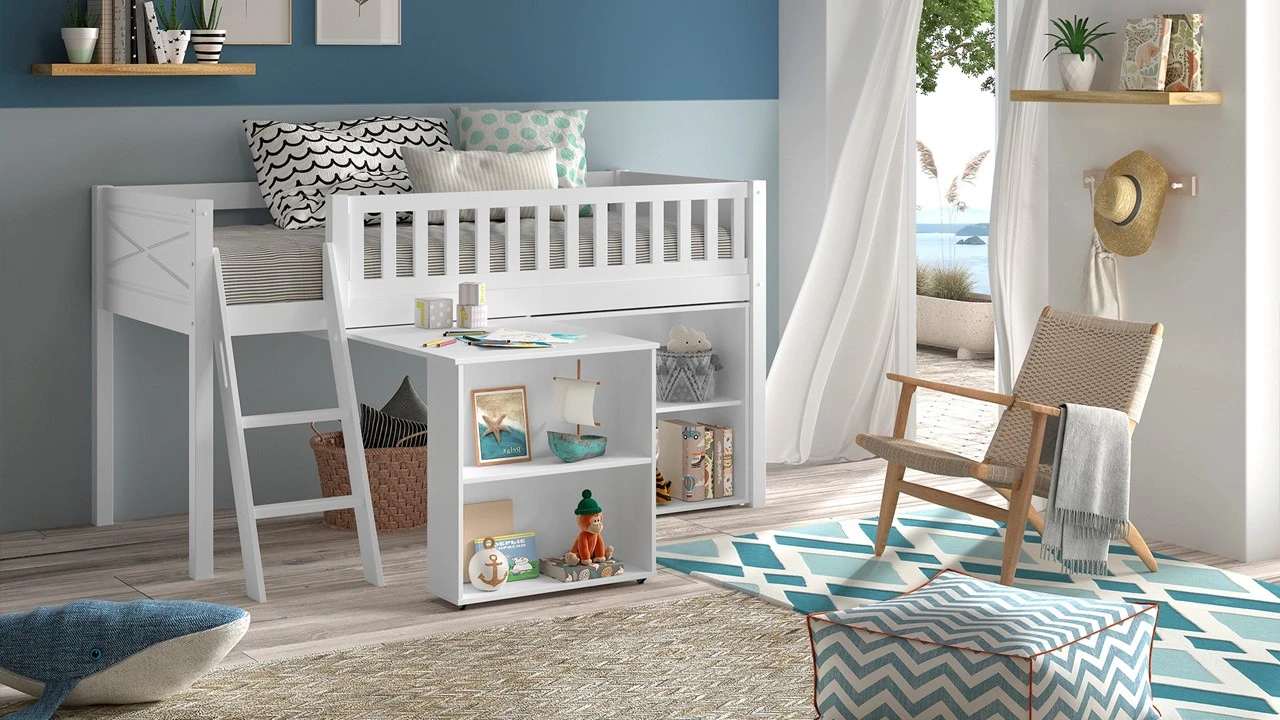 Halfhoogslaper Scott Met Bureau En Boekenkast 3 Halfhoogslaper Scott Met Bureau En Boekenkast