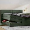 Opbergboxspring Pearl Vlak Met Gestoffeerd Matras -Beddengoed Winkel Opbergboxspring Pearl vlak met gestoffeerd matras hunter